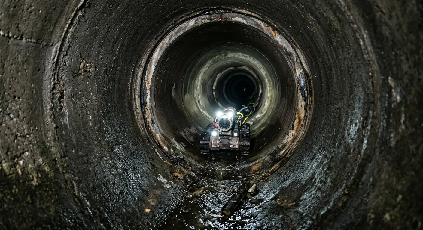 Robotic sewer camera inspecting pipe interior for Drain Snake Service in Denham Springs
